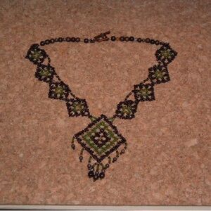 Elegant Green and Black Beaded Necklace